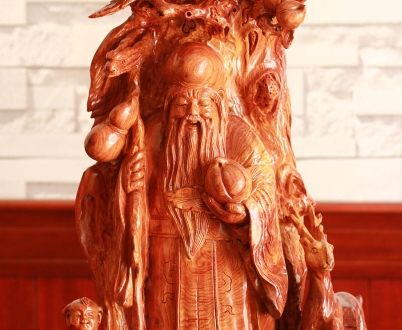 Ông Thọ cành đào - Cẩm chỉ - 88x45x20