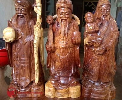 Phúc lộc thọ - Gỗ cẩm - Cao 40 x Rộng 15